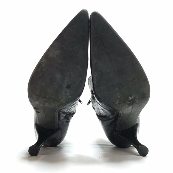 Stuart Weitzman Brown Patent Croc Booties Boots - Picture 8 of 8